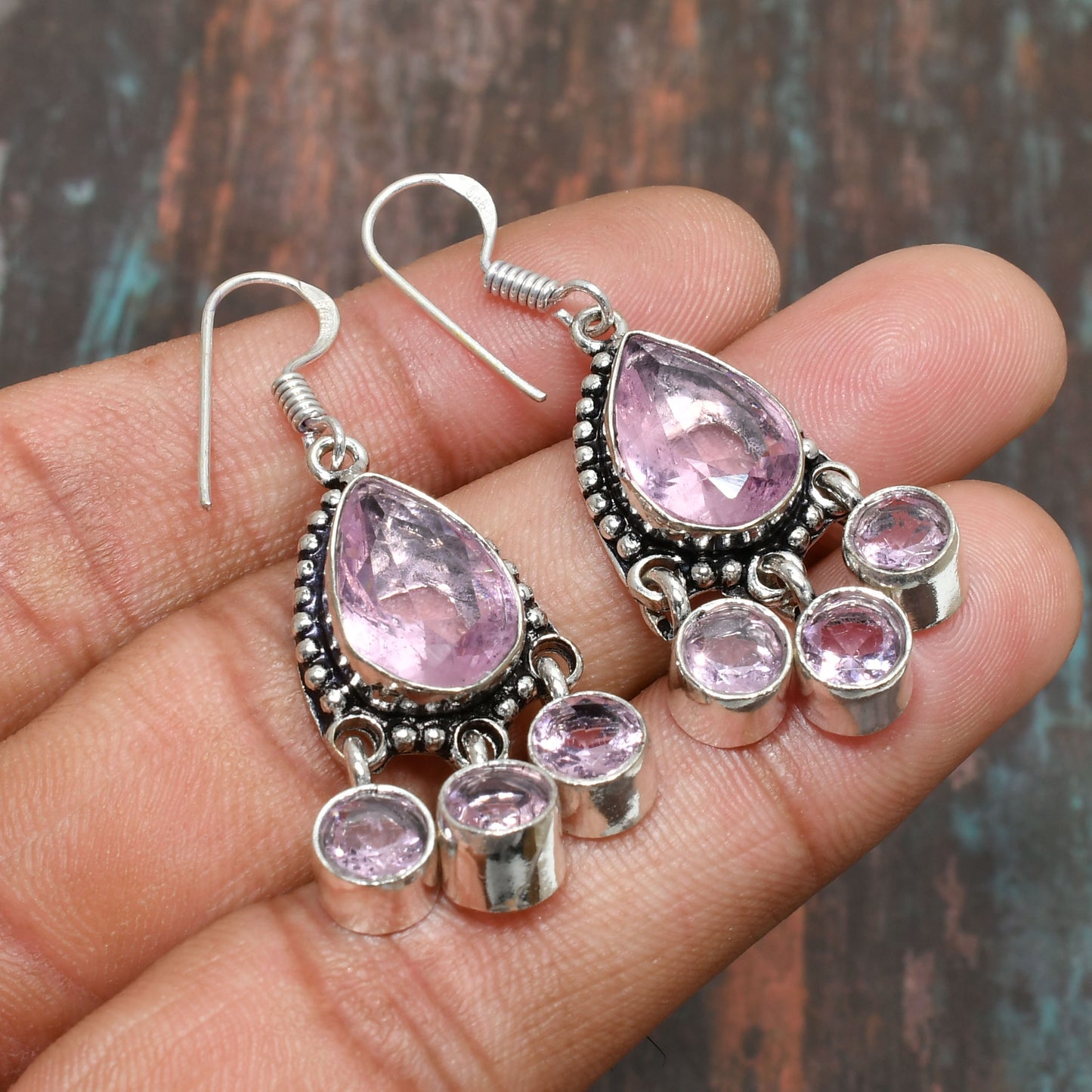 Heart’s Embrace – Rose Quartz Sterling Silver Earrings