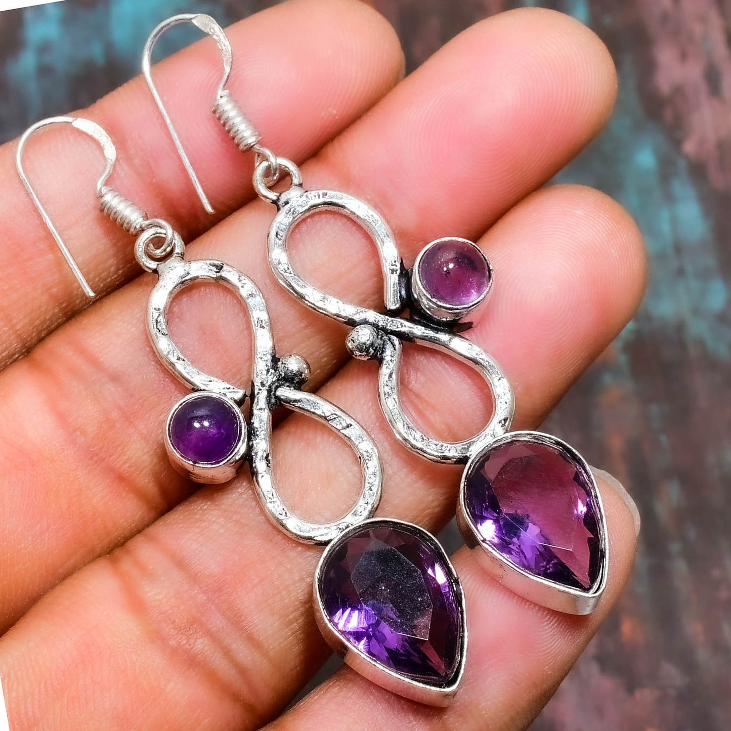Celestial Serenity – Sterling Silver Amethyst Earrings