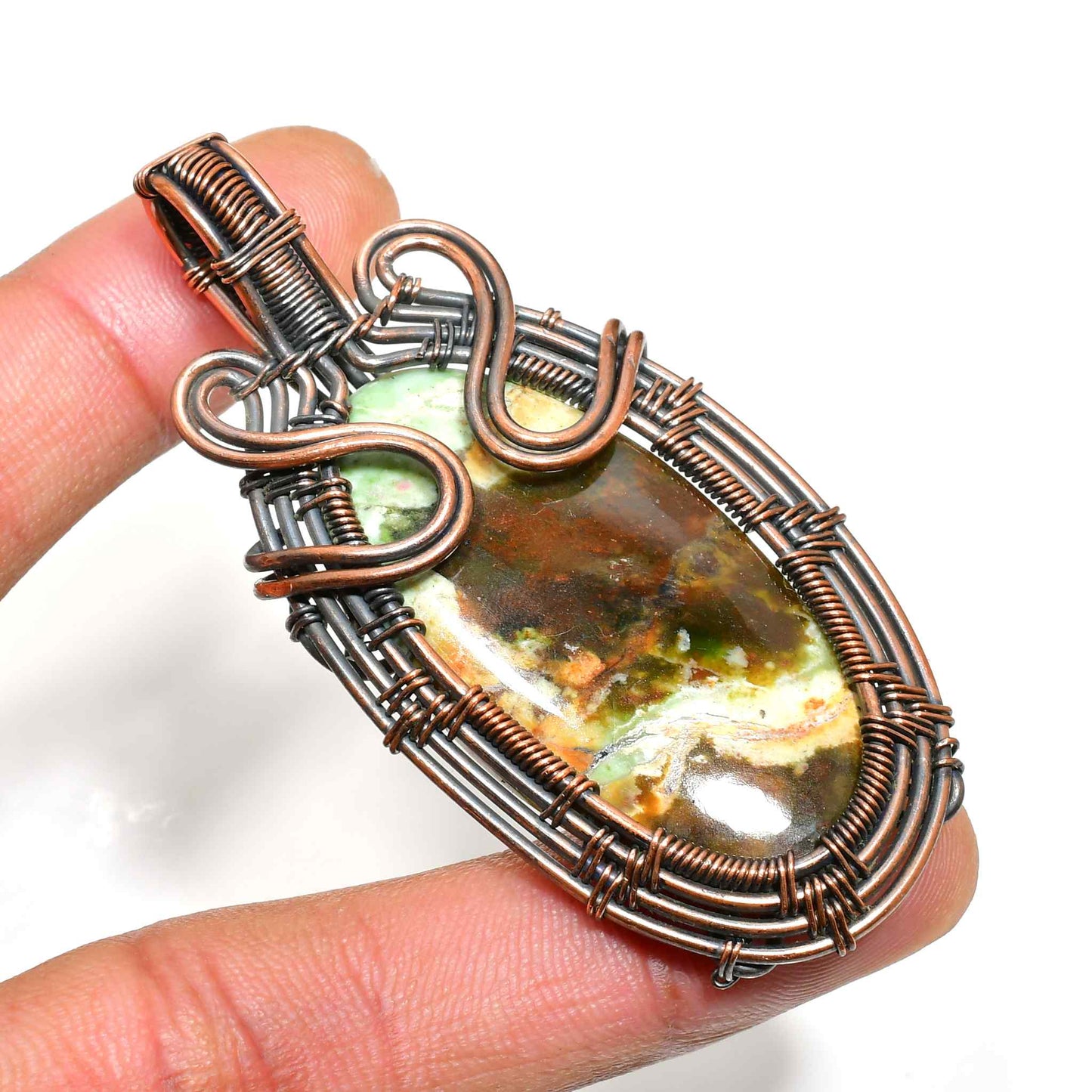 Nature’s Embrace – Copper-Wrapped Grounding Stone Pendant