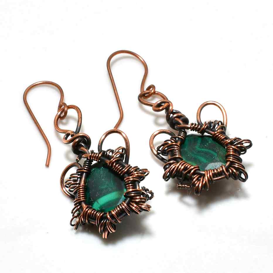 Verdant Harmony – Malachite & Copper Earrings