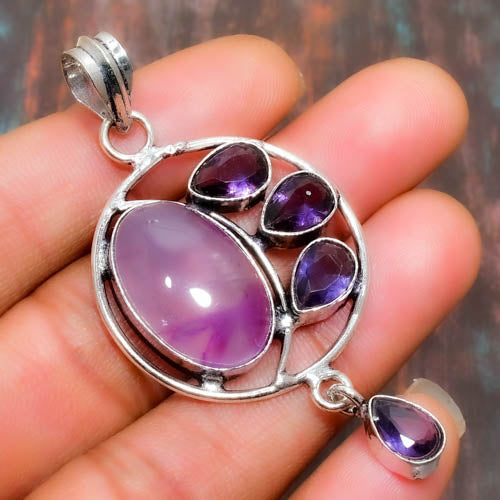 Ezra’s Veil – Amethyst & Silver Harmony Pendant