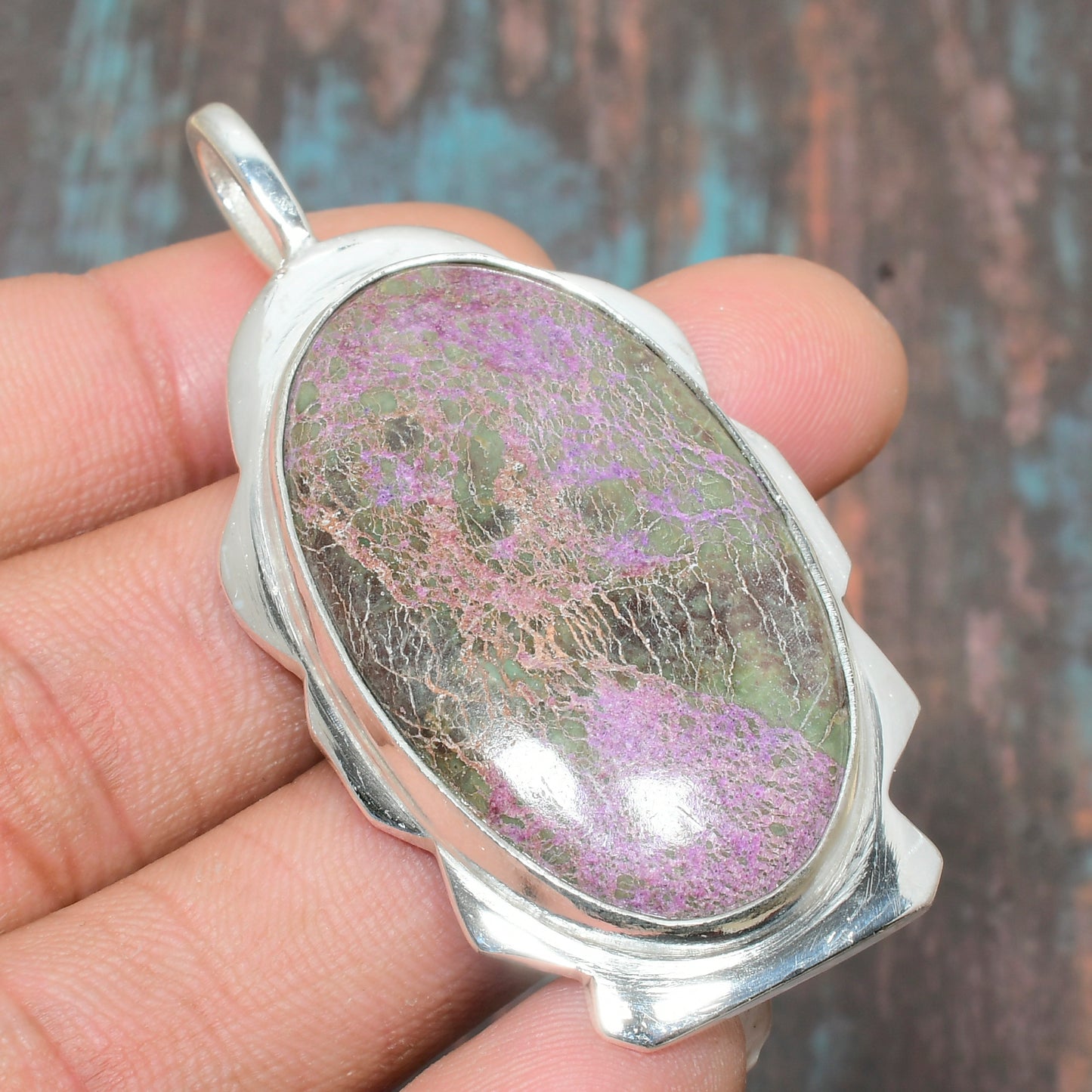 Iris’s Harmony – Ruby in Zoisite Sterling Silver Pendant