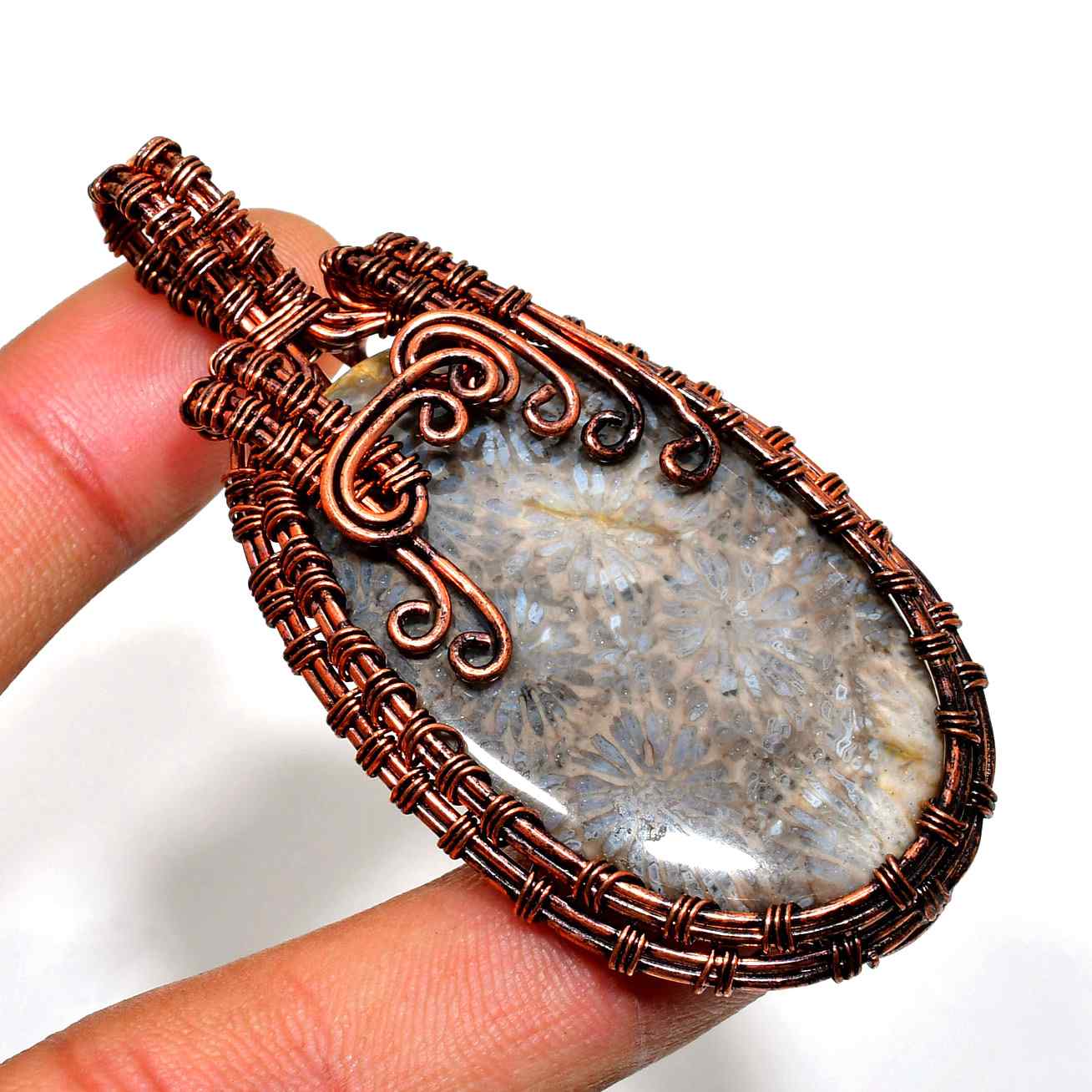 Terra’s Heart – Oxidized Copper Agate Pendant