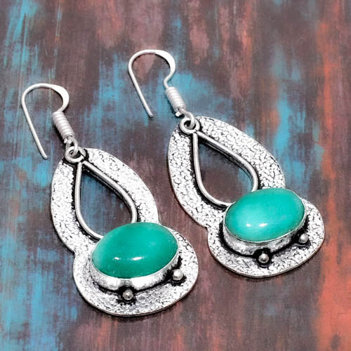 Serenity Teardrops – Silver & Turquoise Earrings
