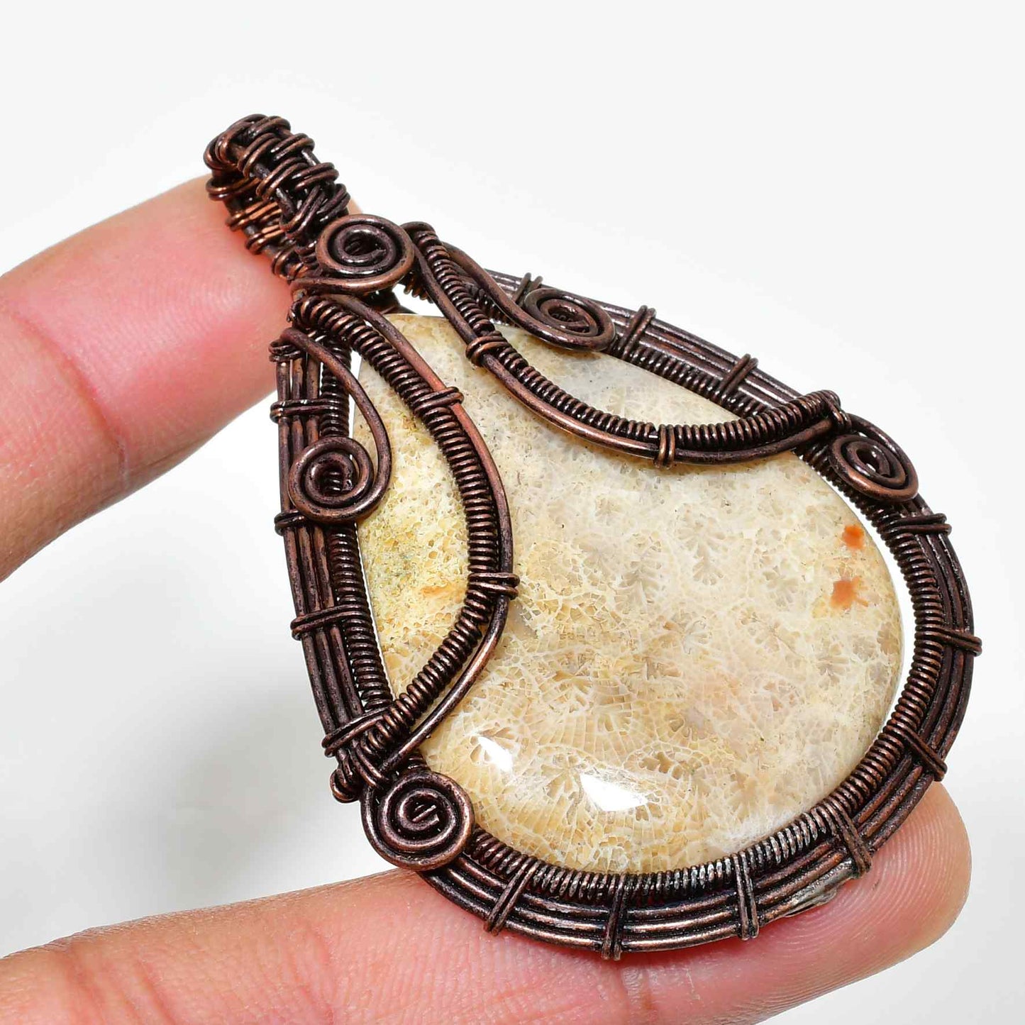 Gaia’s Embrace – Copper-Wrapped Natural Stone Pendant