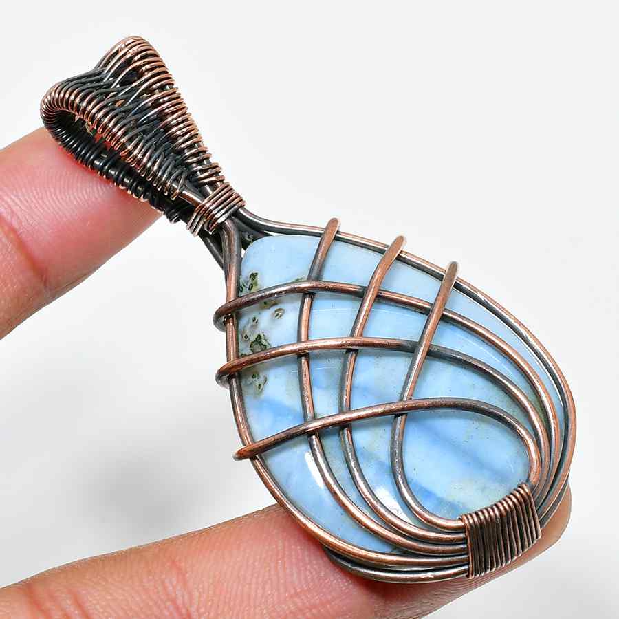 Ocean’s Embrace – Larimar Copper Pendant