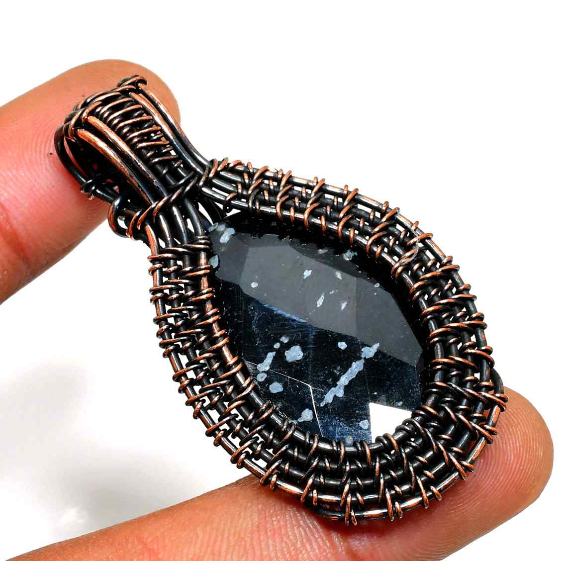 Obsidian Harmony – Black Obsidian Copper Pendant