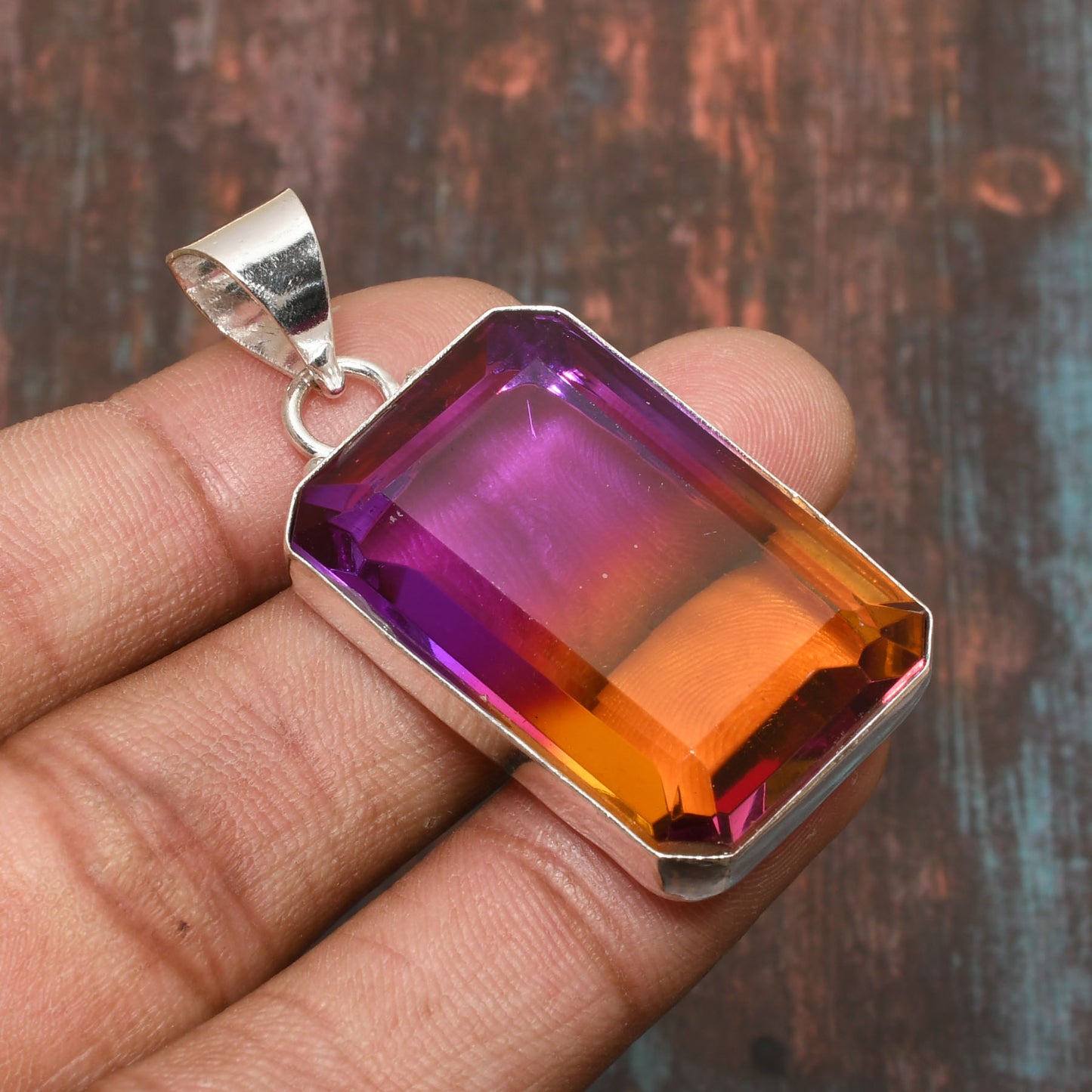 Aurora’s Balance – Amethyst & Citrine Silver Pendant
