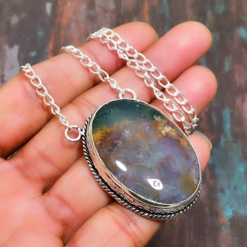 Gaia’s Prism – Agate Aura Silver Pendant