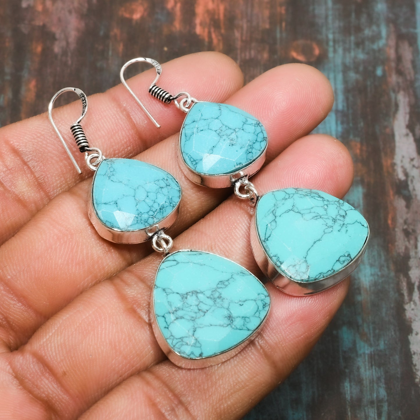 Tranquil Tide – Turquoise & Silver Dangle Earrings