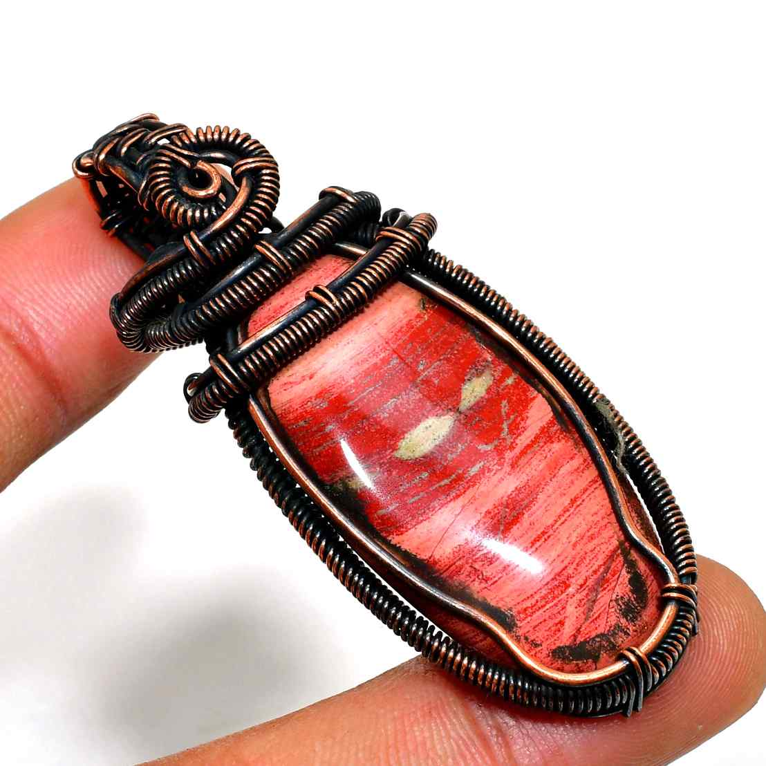 Passion’s Embrace – Red Jasper Copper Pendant