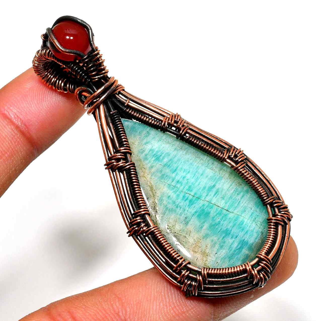 Serenity’s Embrace – Amazonite Copper Pendant