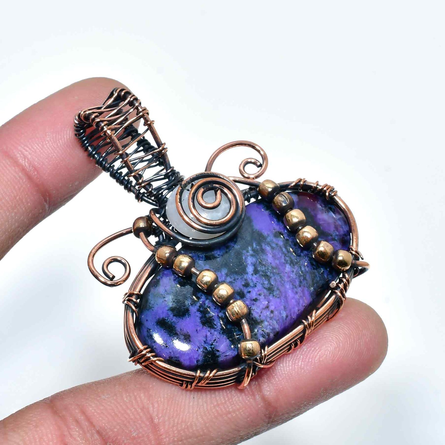 Ezra’s Veil – Handcrafted Amethyst & Oxidized Copper Pendant