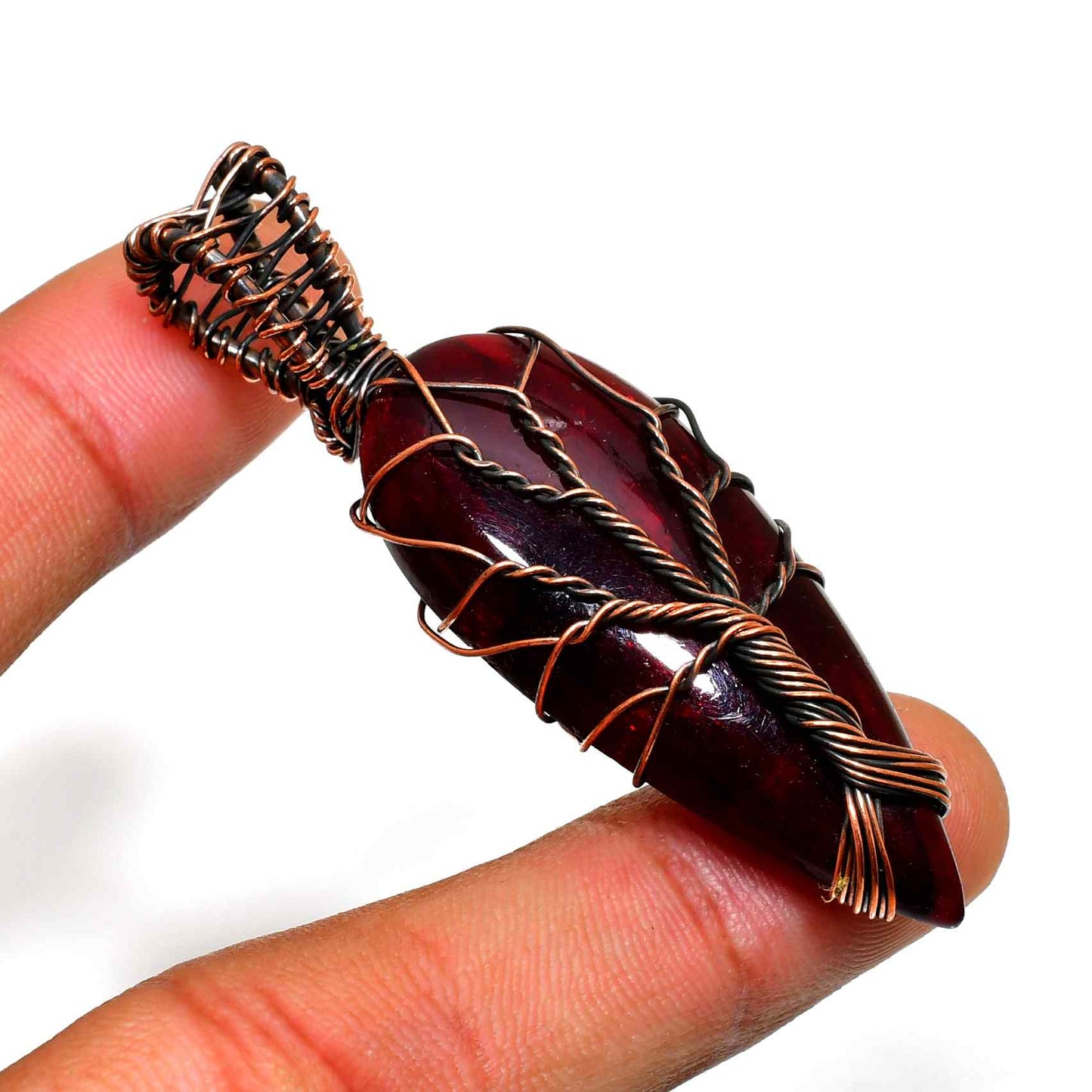 Ember’s Embrace – Garnet Copper Pendant