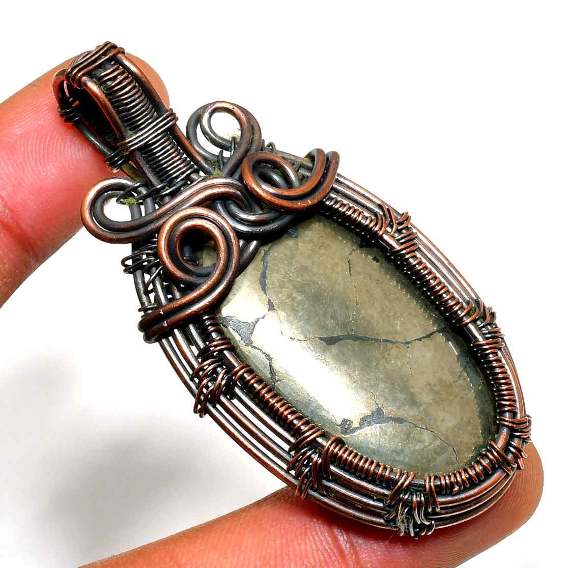 Earth’s Embrace – Natural Stone & Copper Pendant