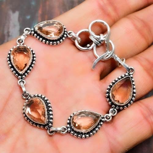 Harmony’s Embrace – Rose Quartz Sterling Silver Bracelet