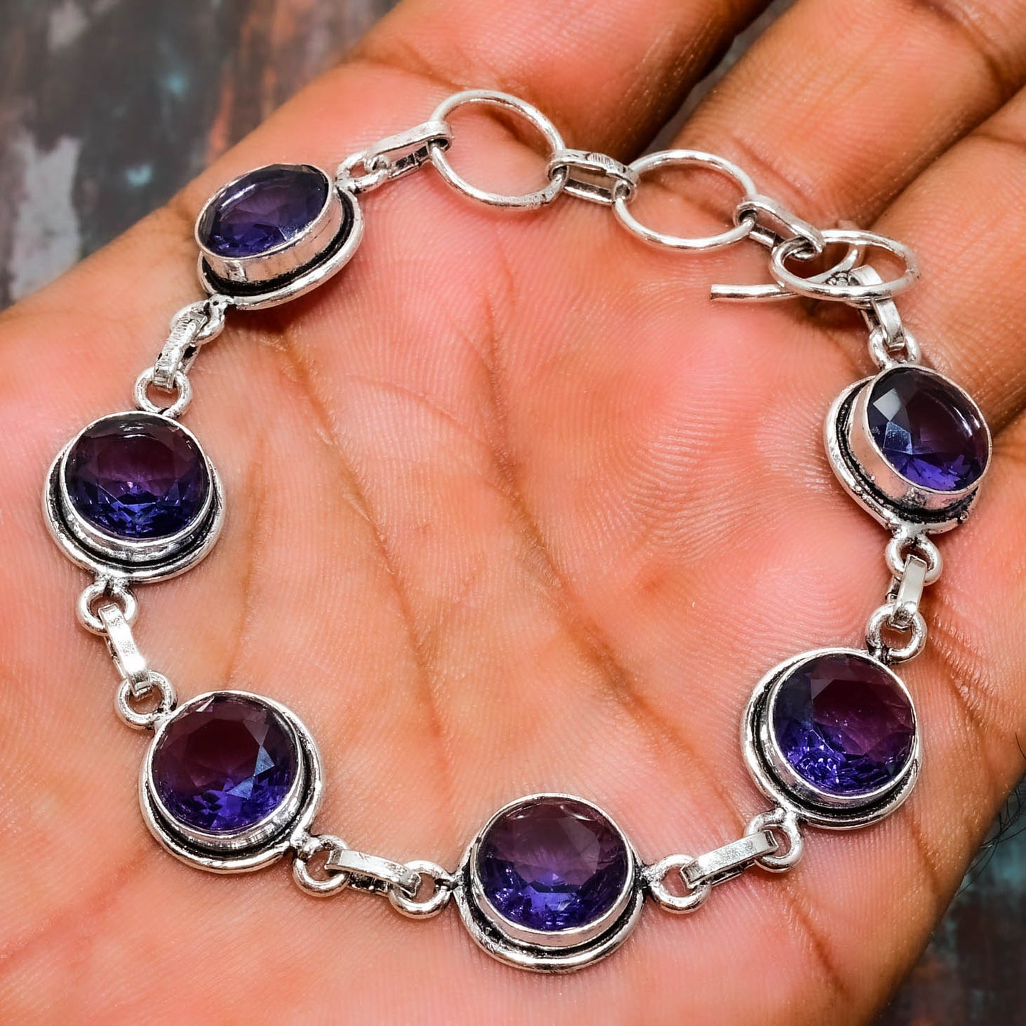 Tranquil Harmony – Amethyst & Silver Bracelet