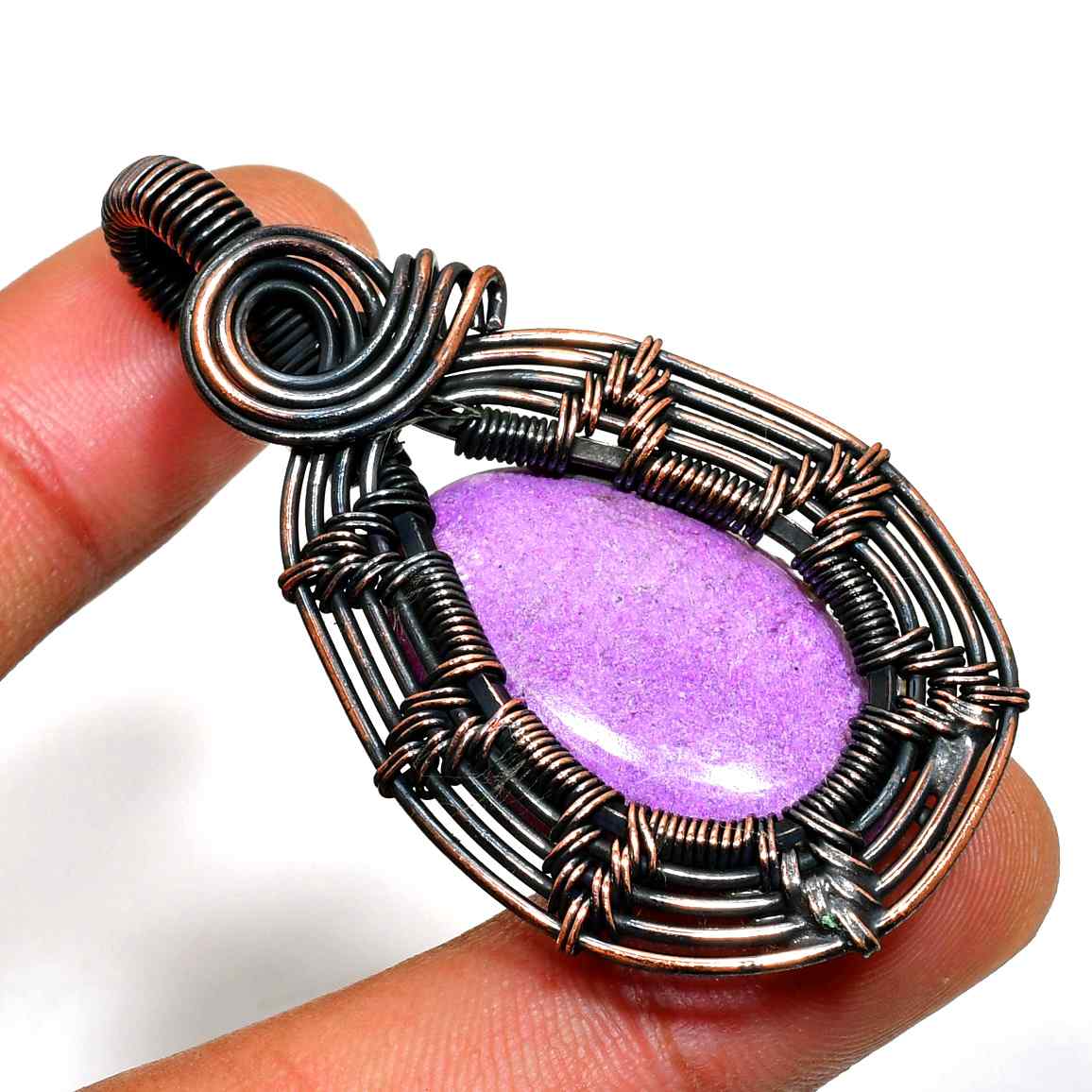 Ezra’s Veil – Amethyst & Oxidized Copper Pendant