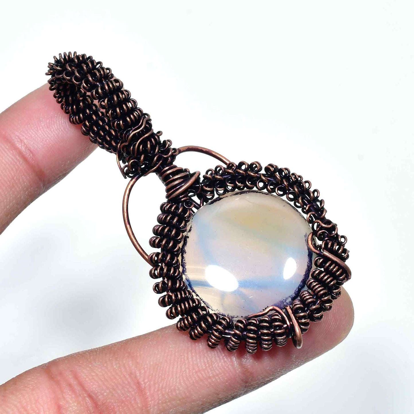 Luna’s Whisper – Copper Moonstone Pendant