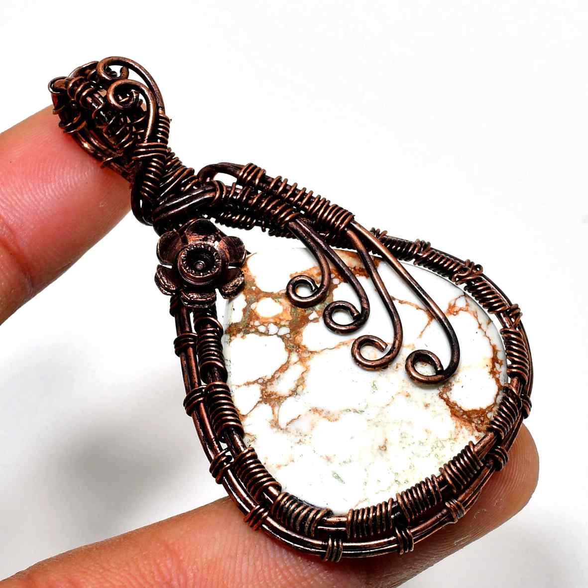 Gaia’s Whisper – Oxidized Copper Stone Pendant