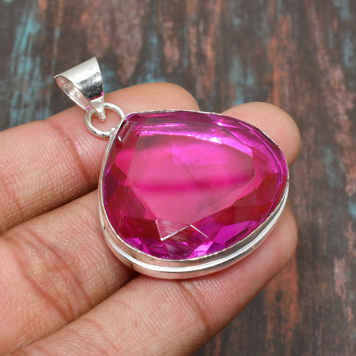 Crimson Radiance – Ruby Quartz Sterling Silver Pendant