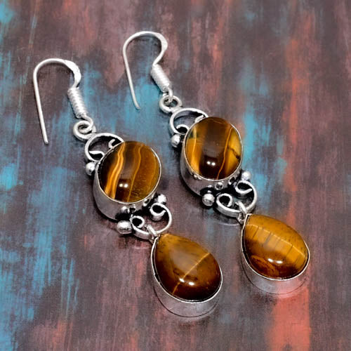 Lionheart’s Gaze – Sterling Tiger’s Eye Earrings