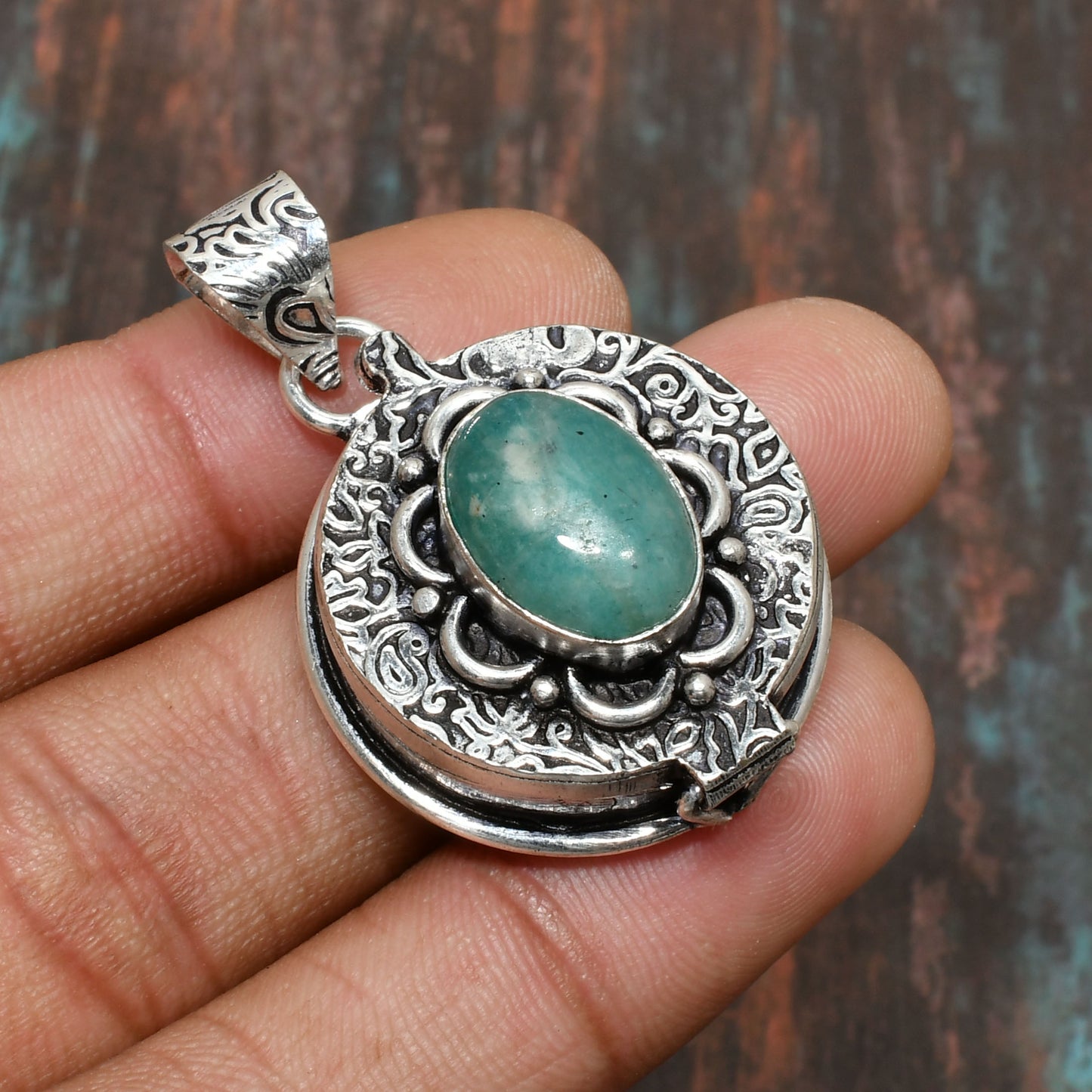 Serenity’s Embrace – Amazonite Sterling Silver Pendant