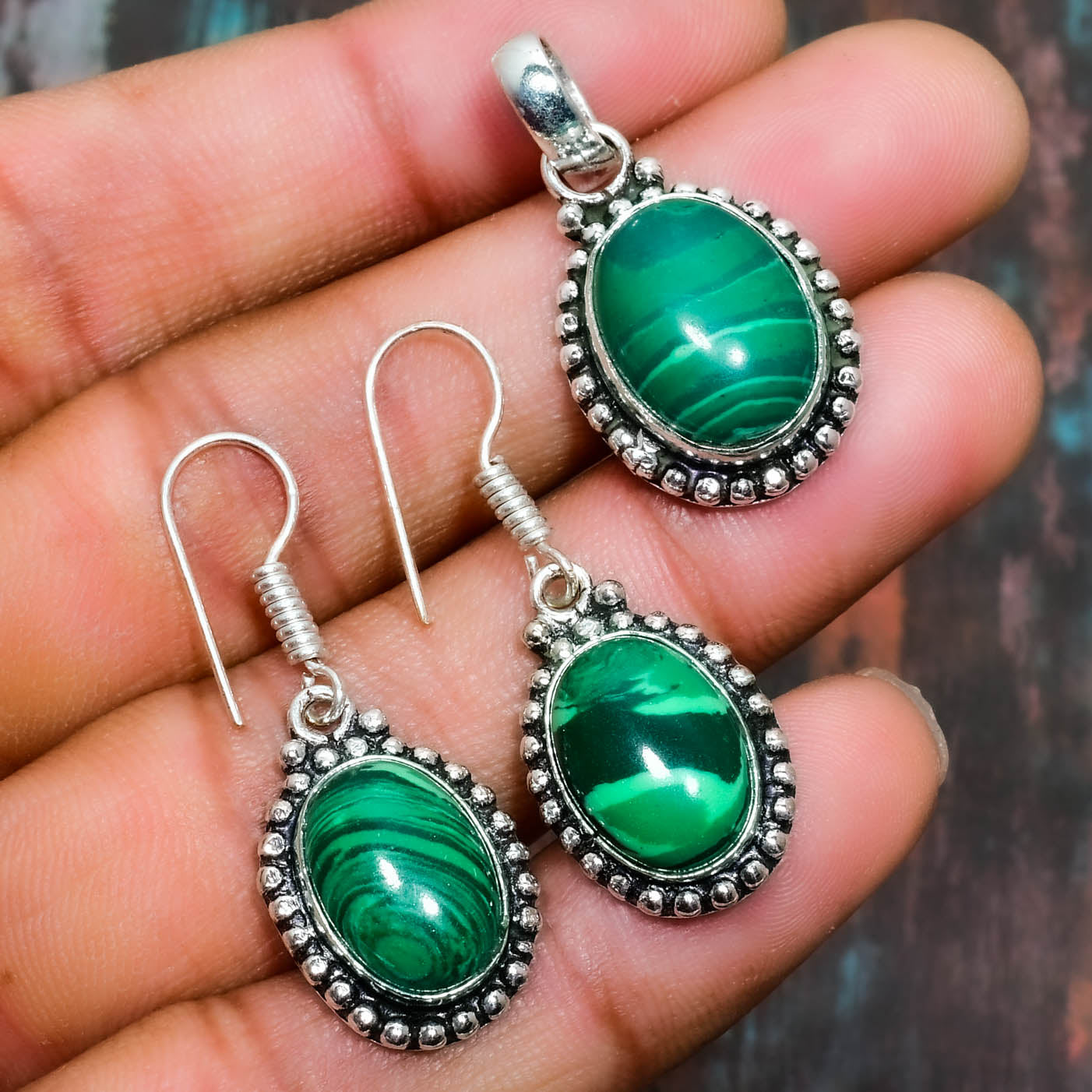 Malachite Reverie – Sterling Silver Jewelry Set