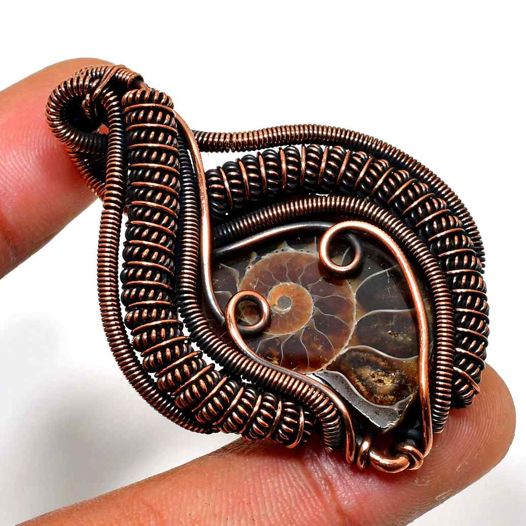Ancient Whorl – Copper Ammonite Pendant