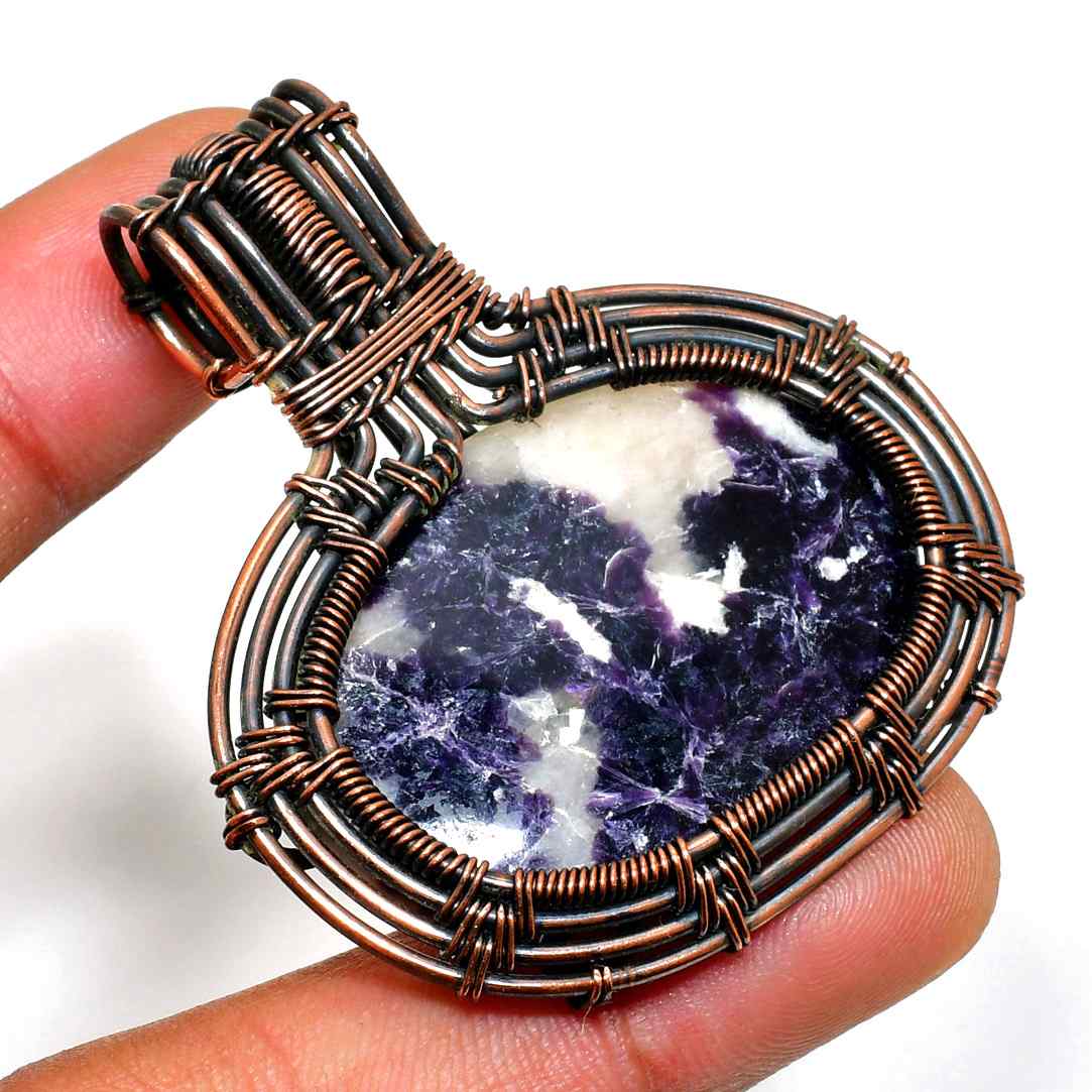 Ezra’s Veil – Handcrafted Amethyst & Oxidized Copper Pendant