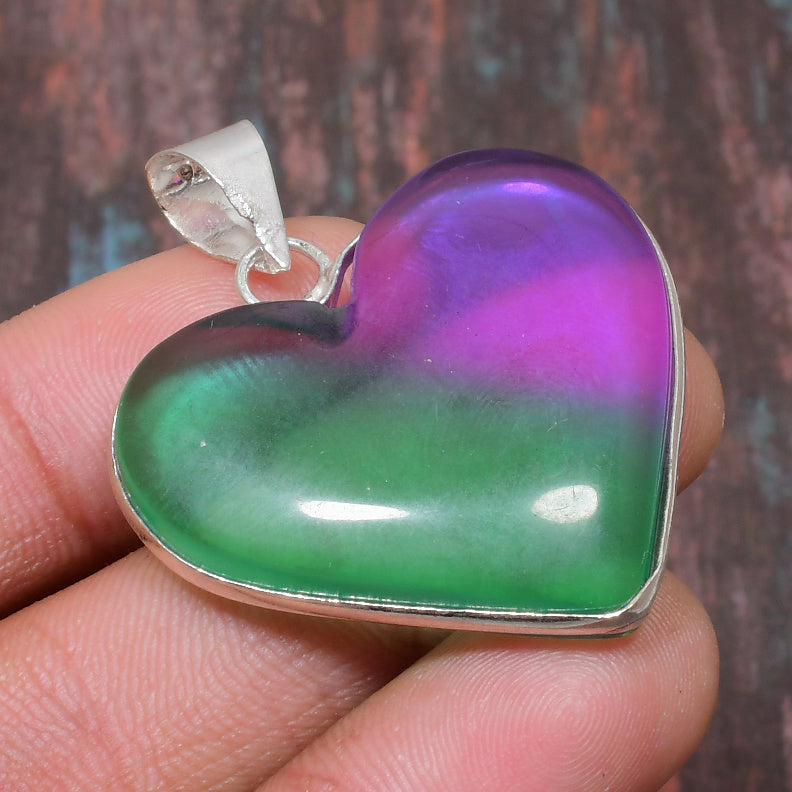 Heart’s Embrace – Green & Purple Fluorite Pendant