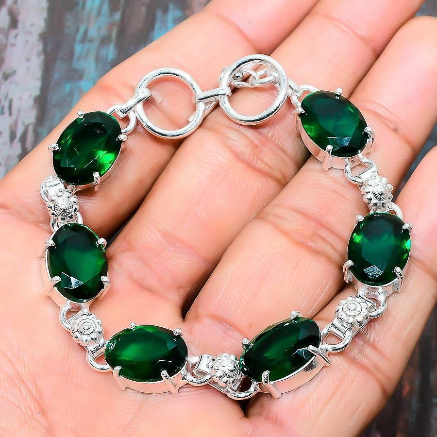 Emerald Harmony – Sterling Silver Bracelet