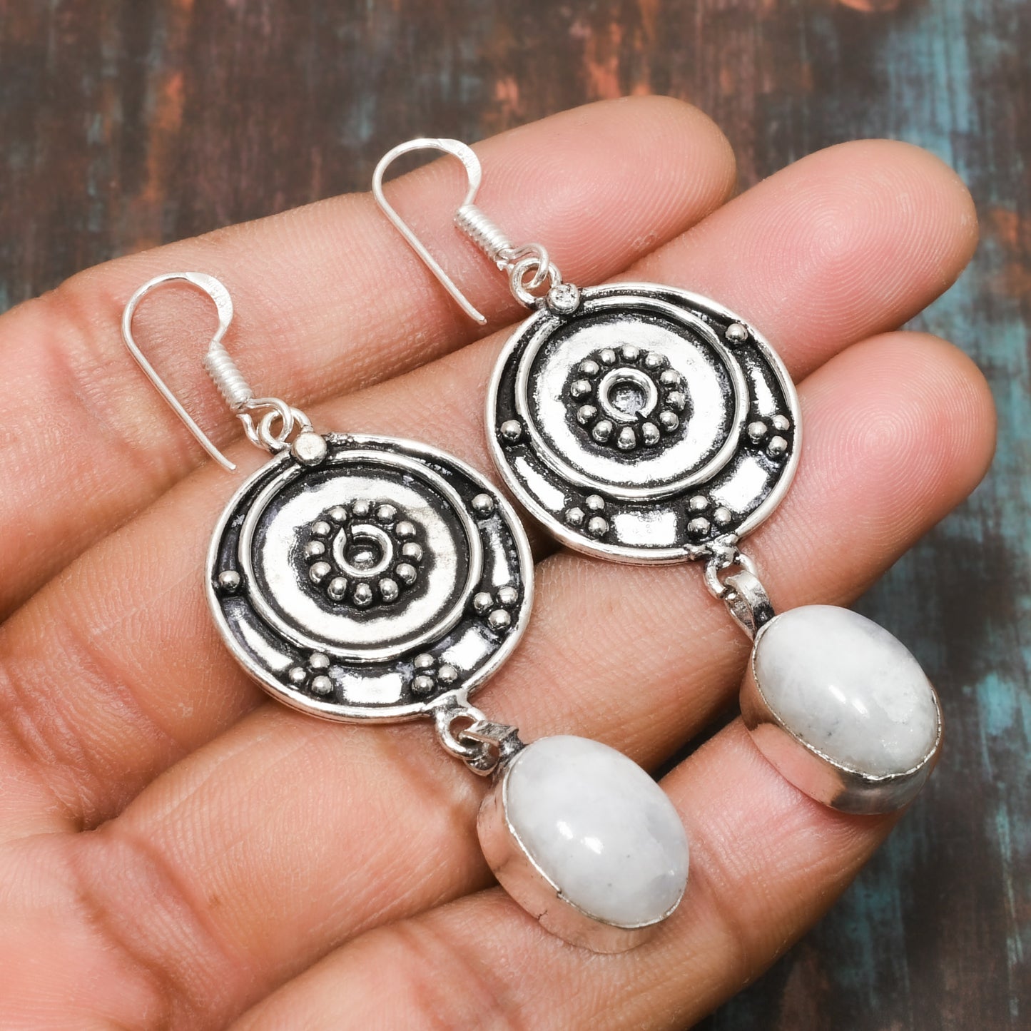 Luna’s Whisper – Handcrafted Sterling Moonstone Earrings