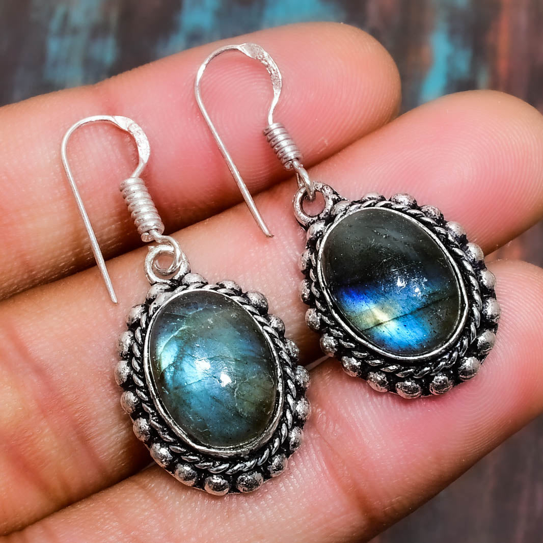 Moonlit Blossom – Labradorite & Sterling Silver Earrings