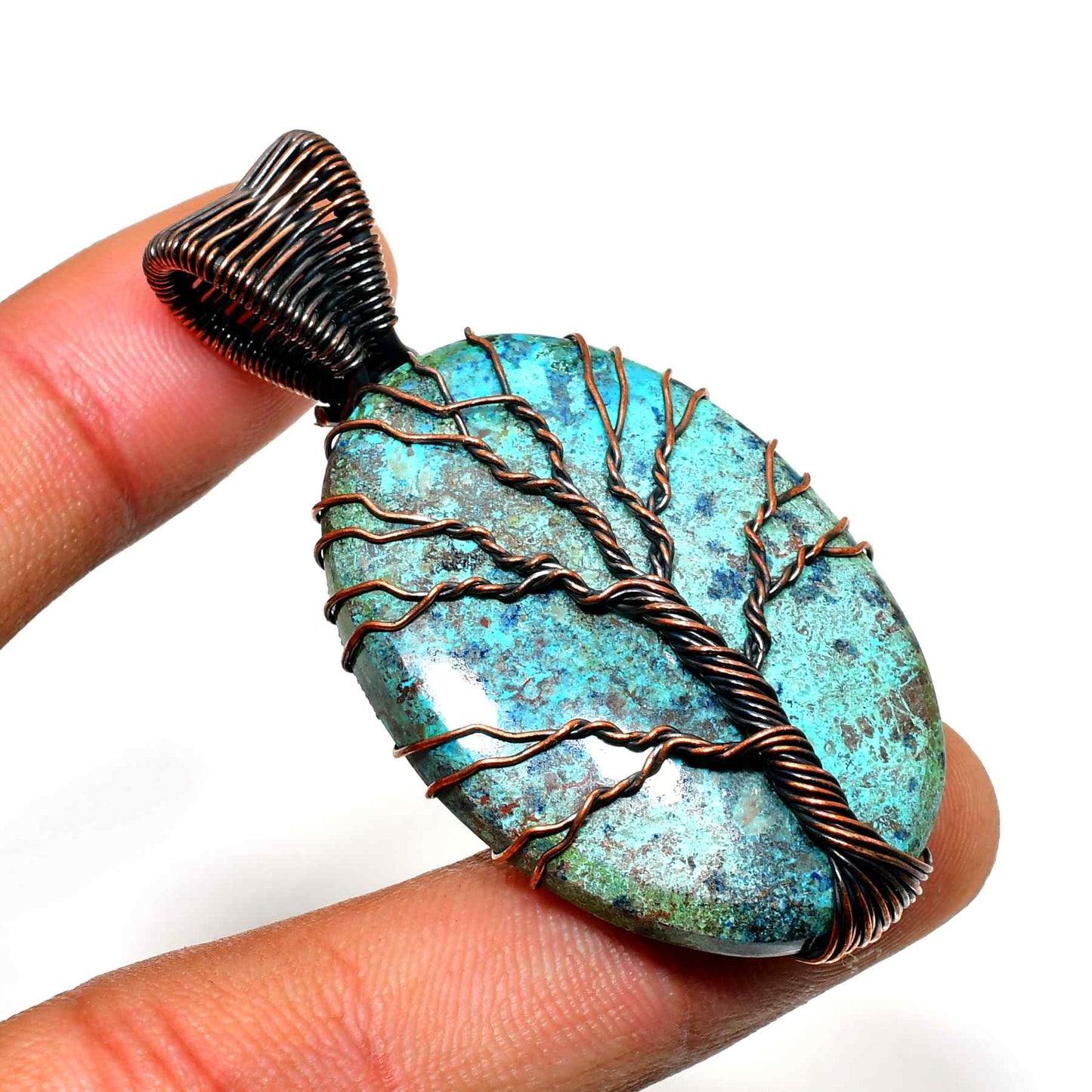 Gaia’s Branch – Turquoise Copper Pendant