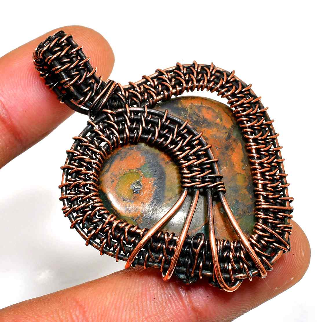 Gaia’s Heartstone – Jasper & Copper Pendant