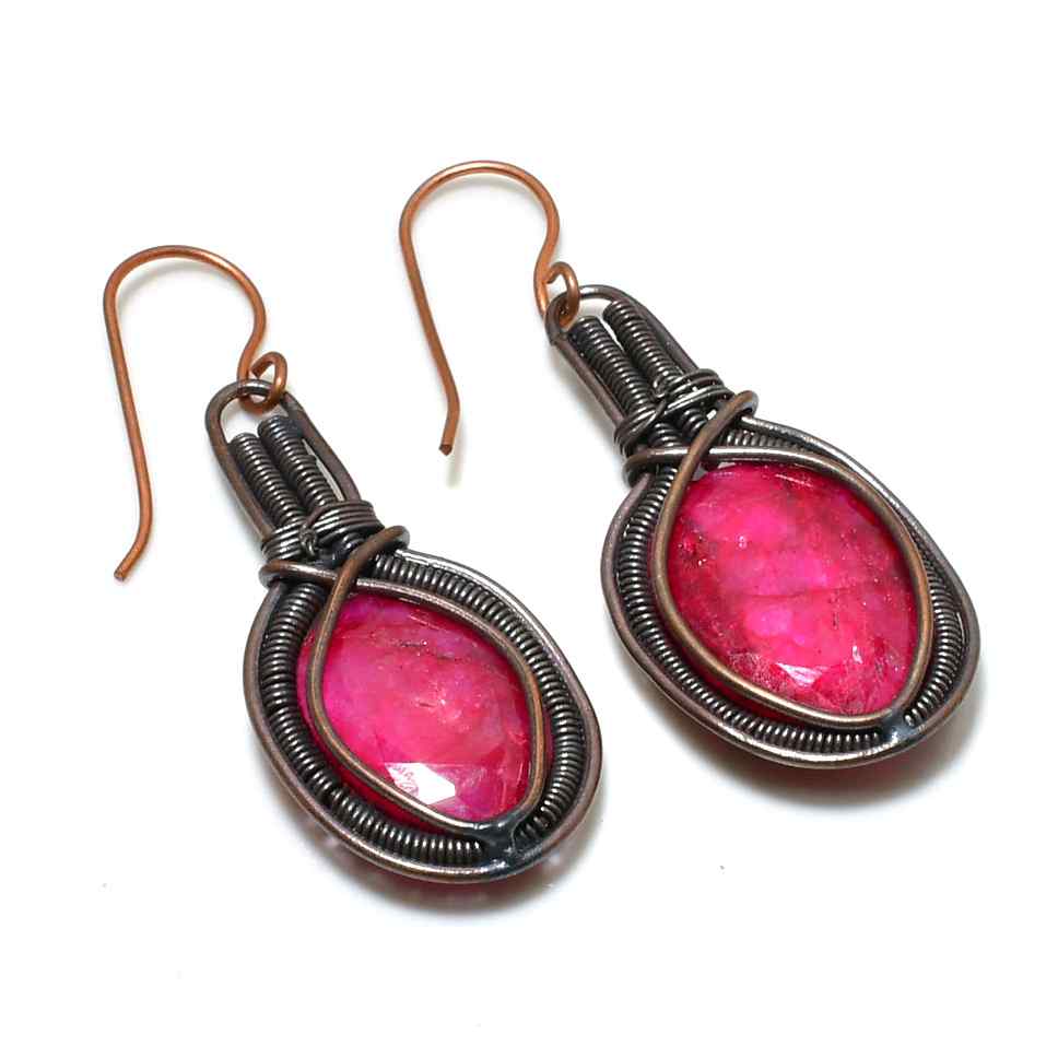 Scarlet Ember – Antique Copper Ruby Earrings