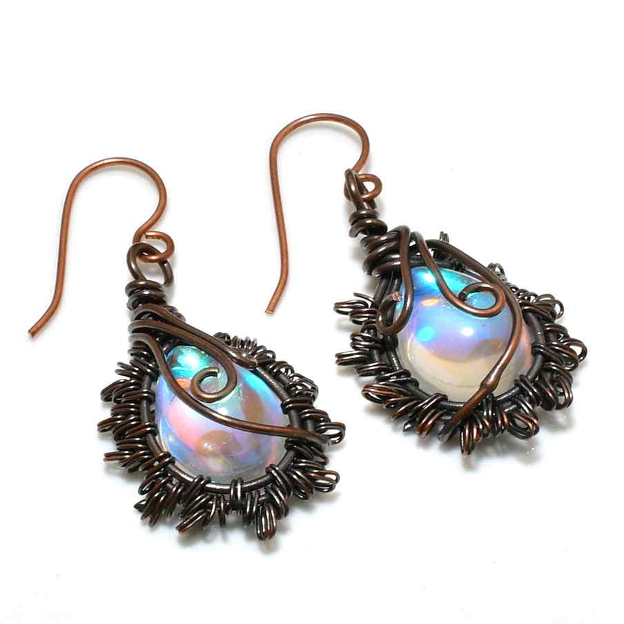 Celestial Whispers – Moonstone & Copper Earrings