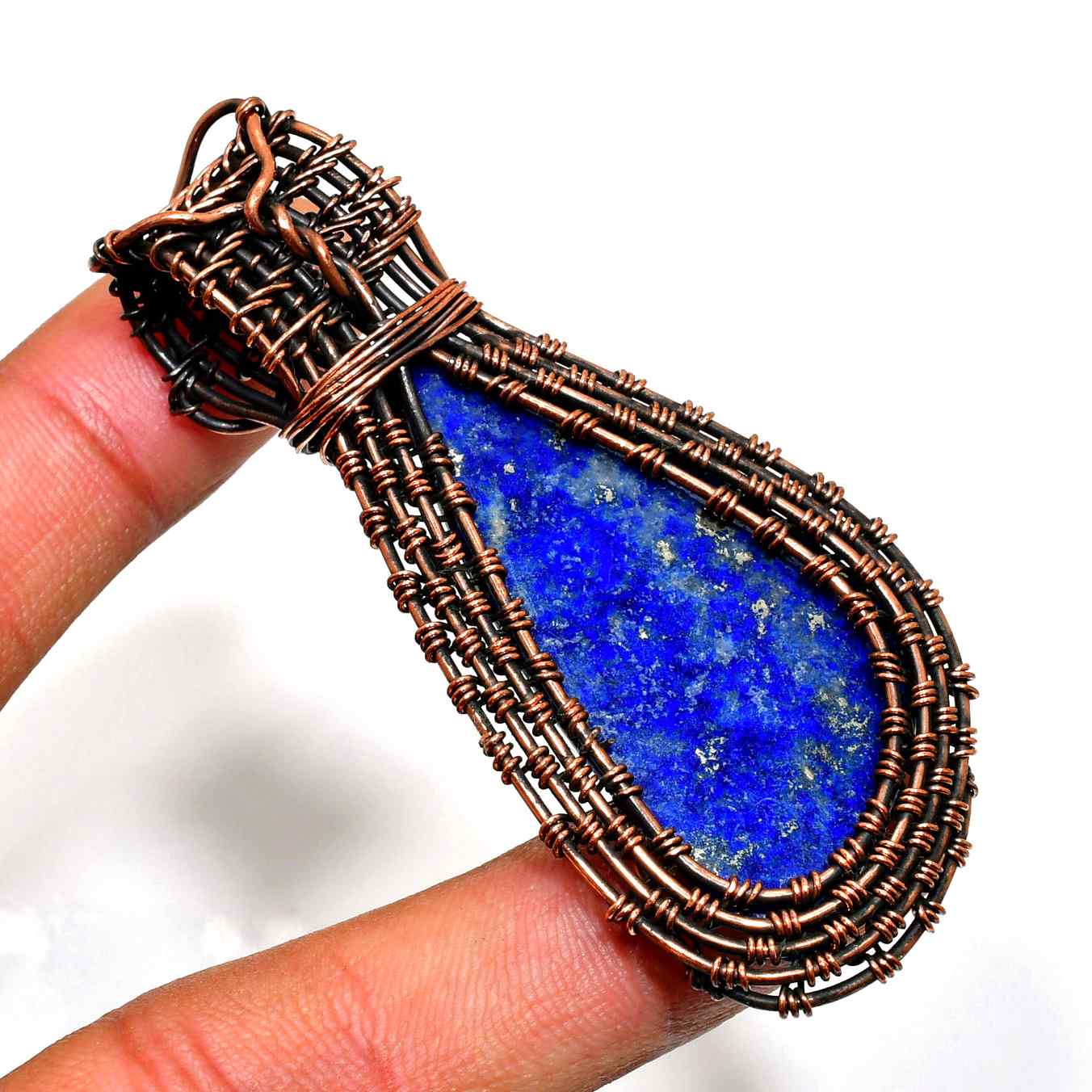 Celestial Cascade – Lapis Lazuli Copper Pendant