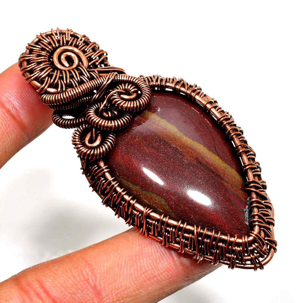 Ember Anchor – Red Jasper Copper Pendant