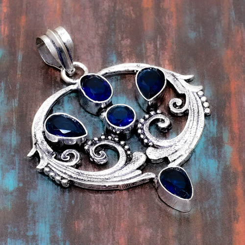 Celestial Cascade – Sterling Silver Blue Gemstone Pendant