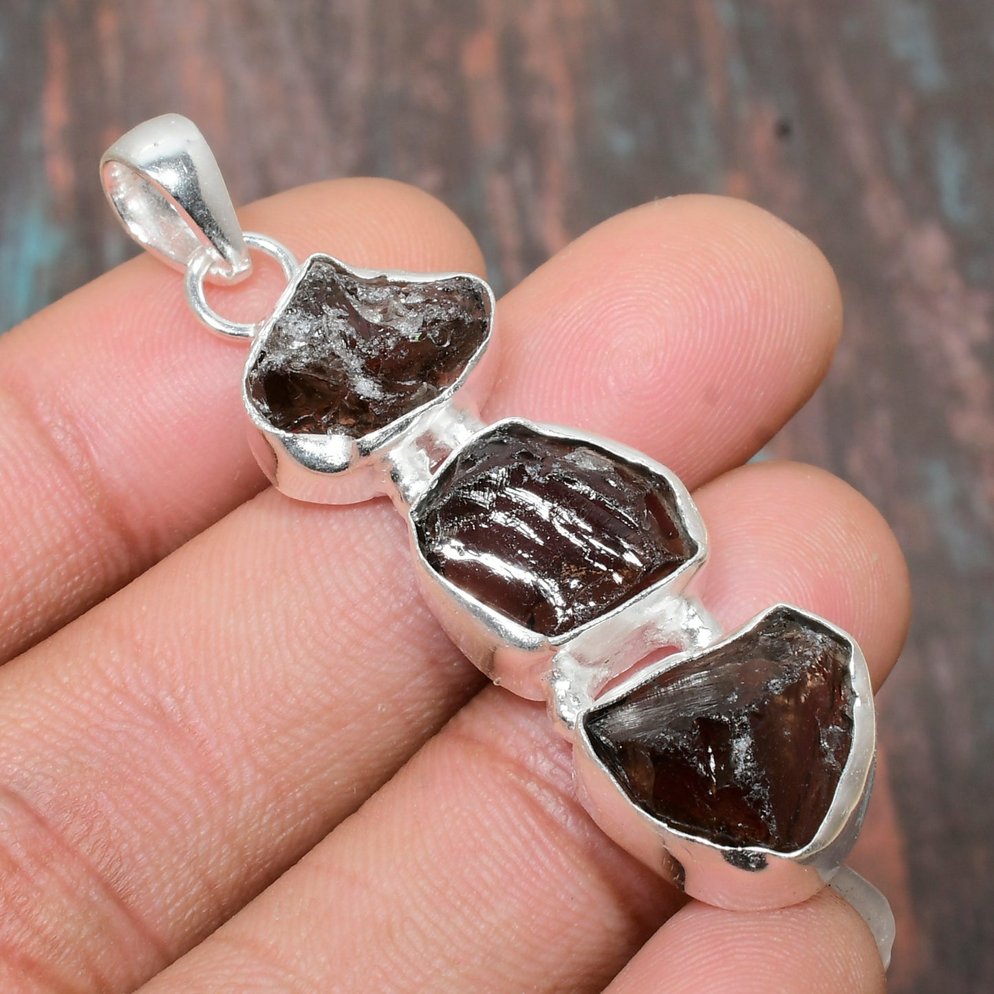 Ebon Trio – Obsidian & Sterling Silver Pendant