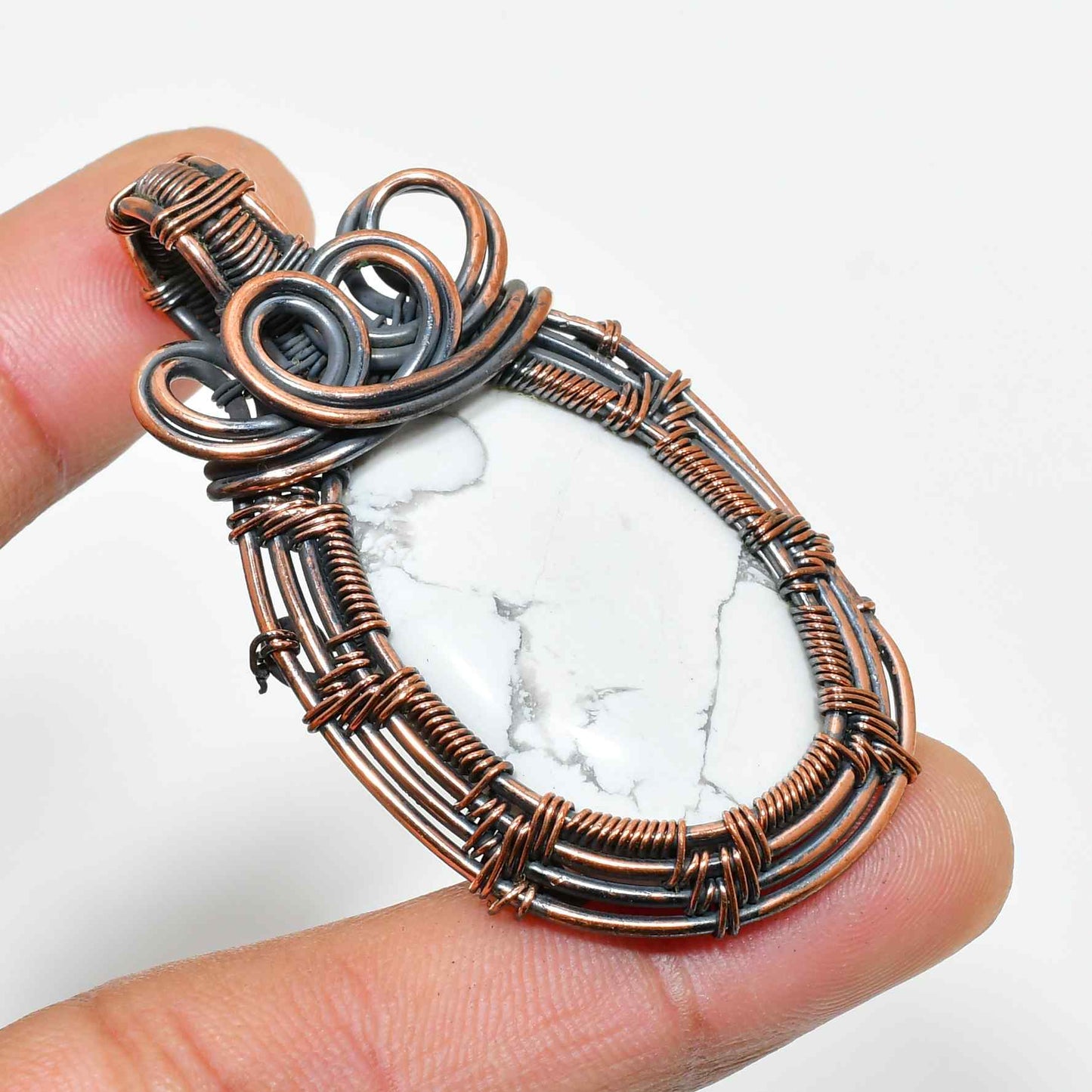 Serenity’s Whisper – White Howlite Copper Pendant
