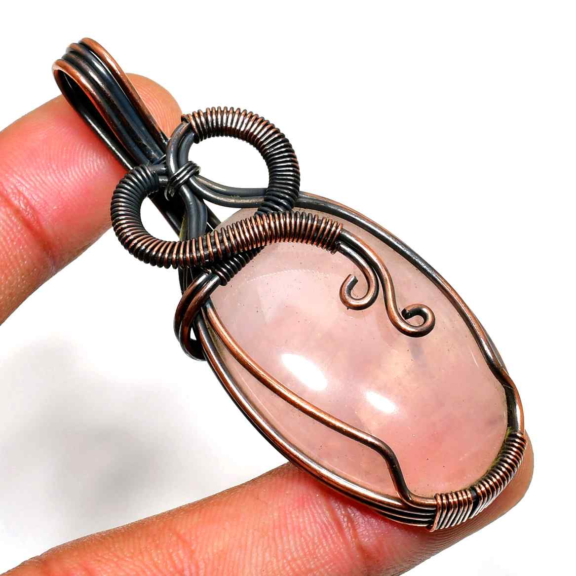 Harmony Heart – Rose Quartz Copper Pendant