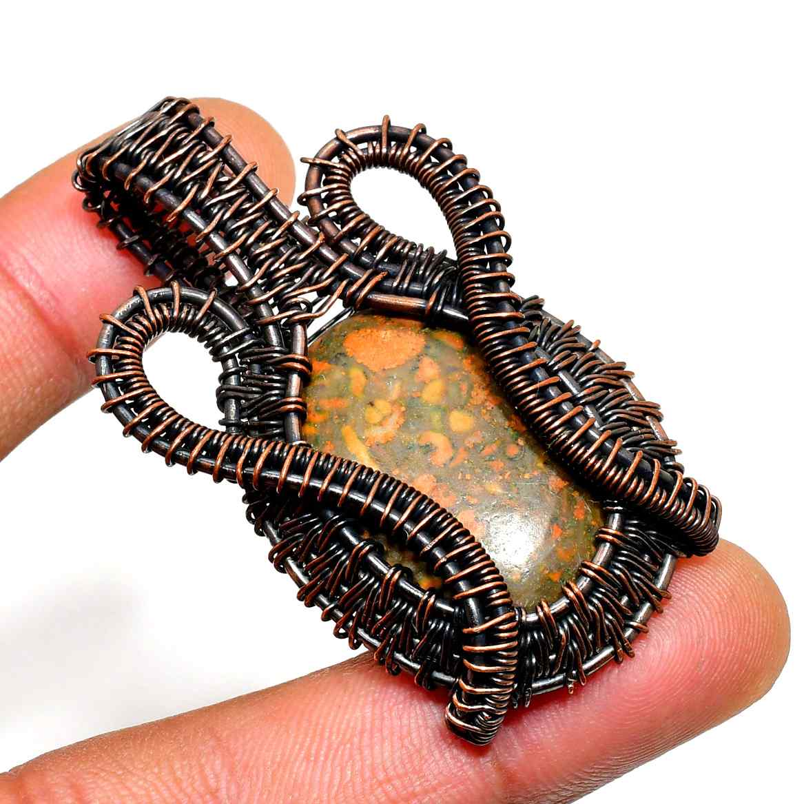 Artisan’s Embrace – Grounding Stone Copper Pendant