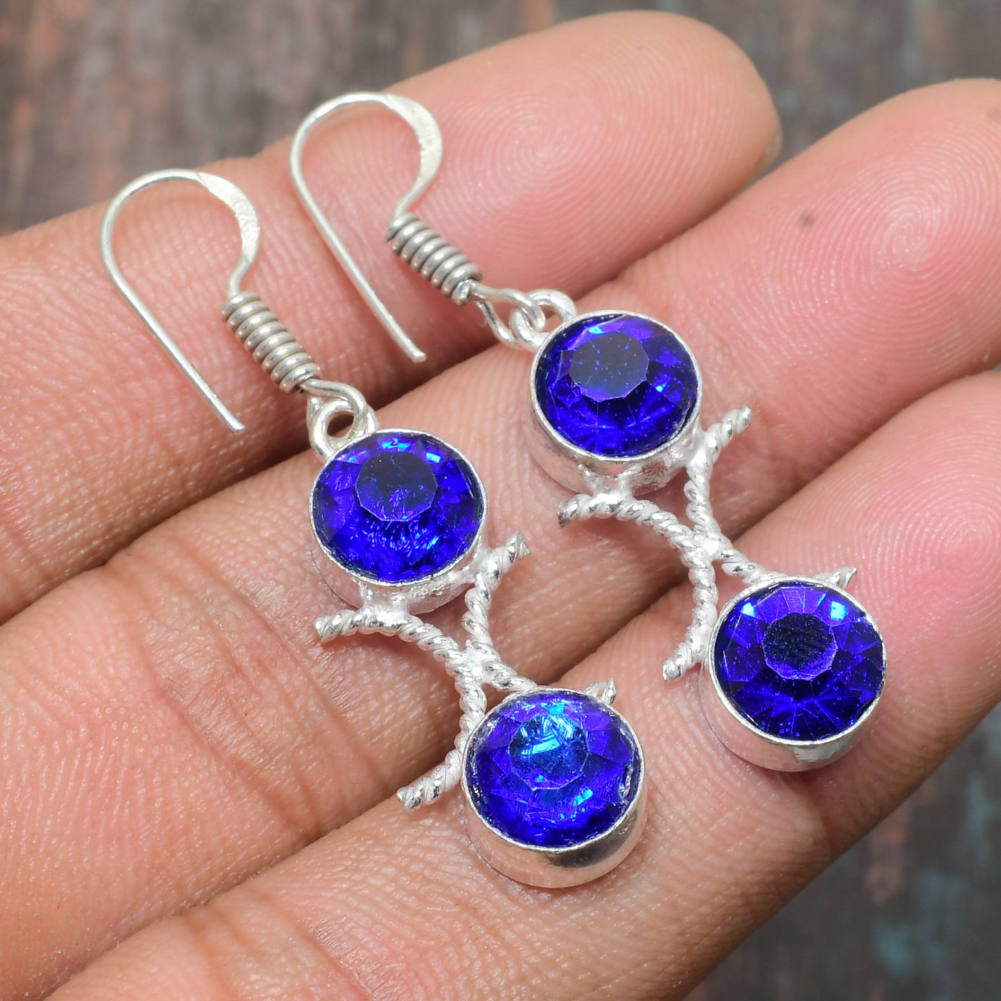 Azure Muse – Sterling Silver Blue Gemstone Earrings