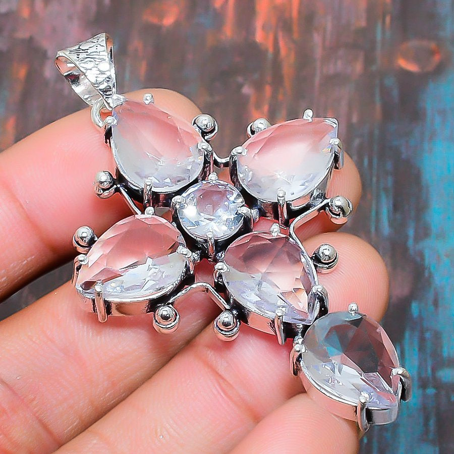 Harmony Blossom – Rose Quartz Silver Pendant