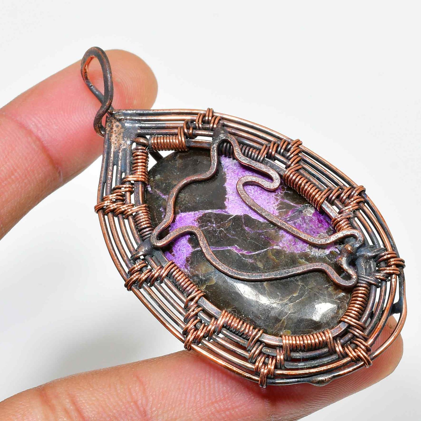 Ember’s Essence – Amethyst & Oxidized Copper Pendant