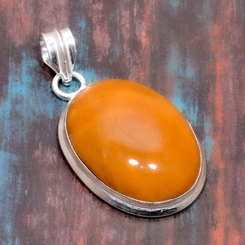 Golden Glow – Orange Jasper Silver Pendant