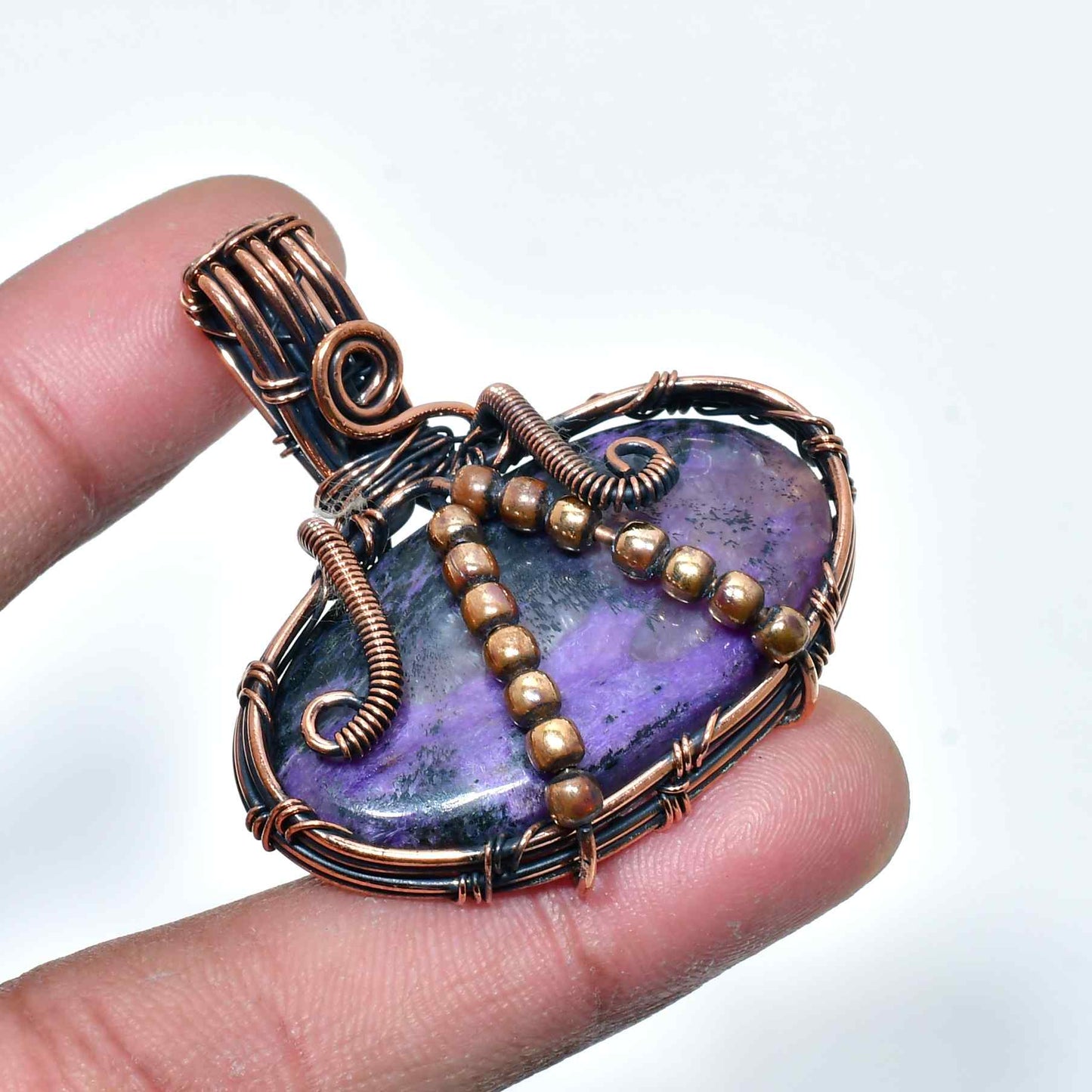 Ezra’s Veil – Handcrafted Amethyst & Copper Pendant